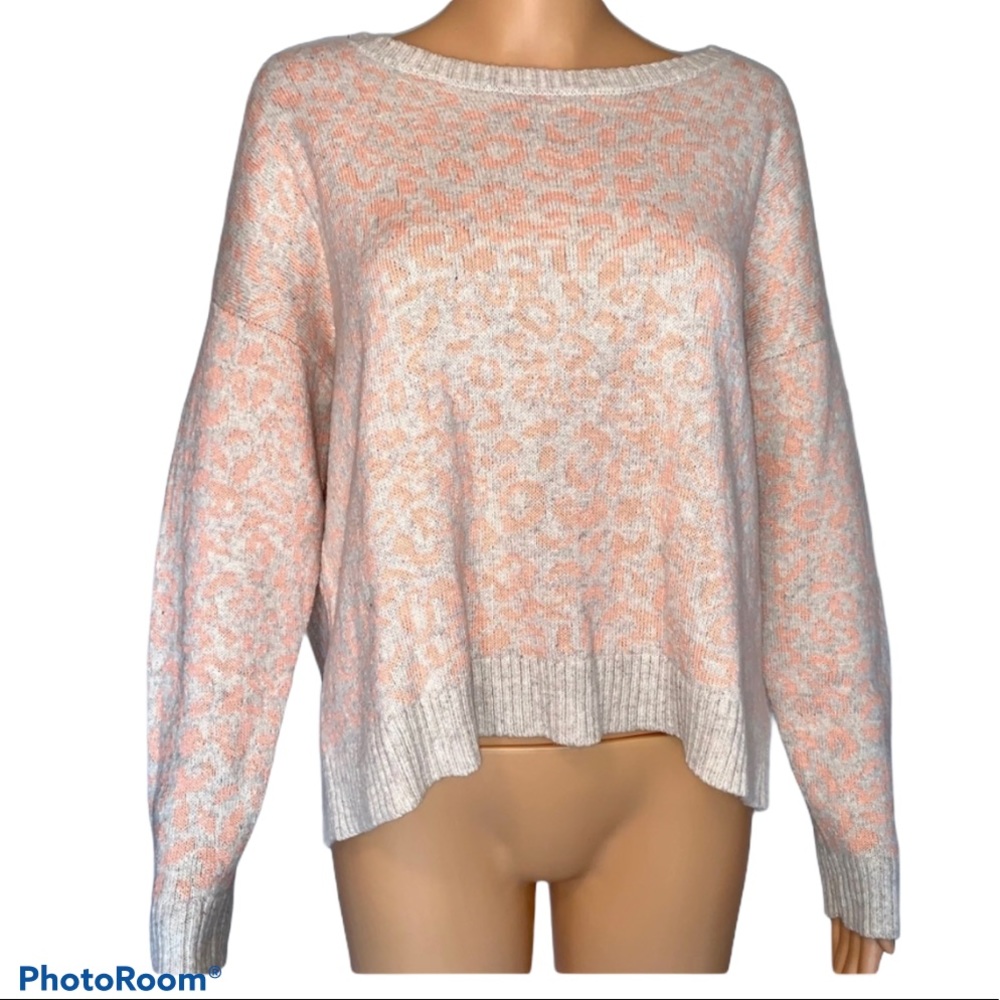 FREE PEOPLE Pink Leopard Sweater